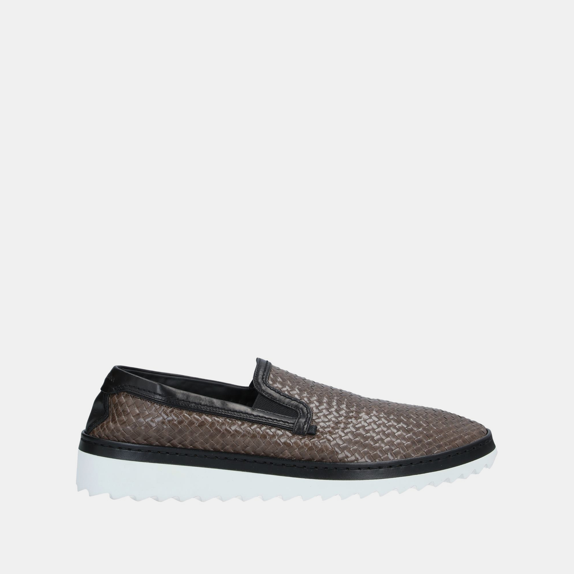 

Dolce & Gabbana Woven Leather Loafers, Brown