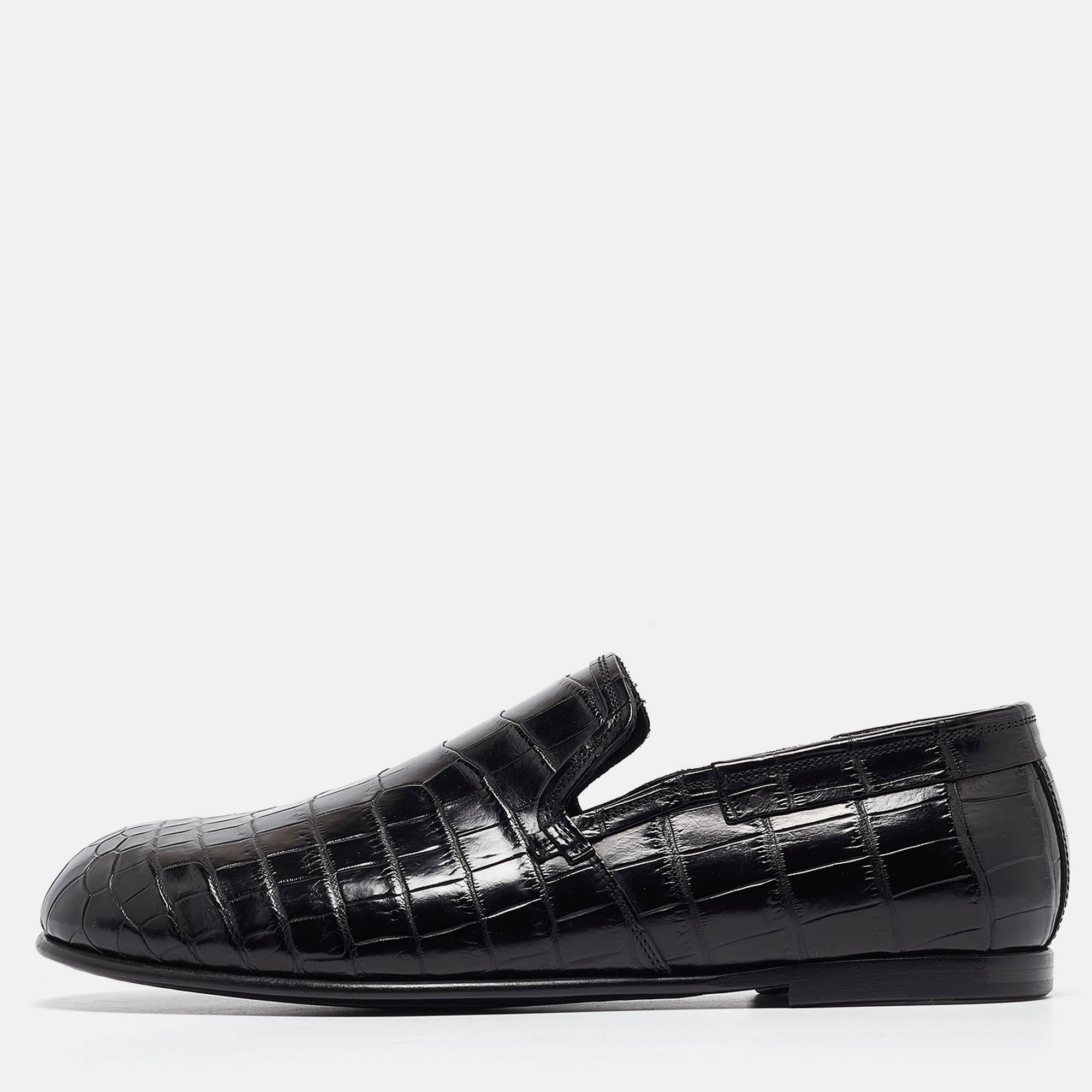 

Dolce & Gabbana Black Crocodile Smoking Slippers Size 41