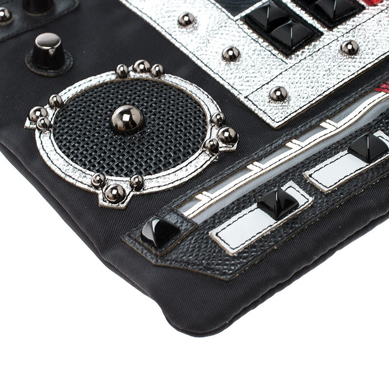 Pre Owned Dolce and Gabbana Black Nylon Radio Zip Pouch