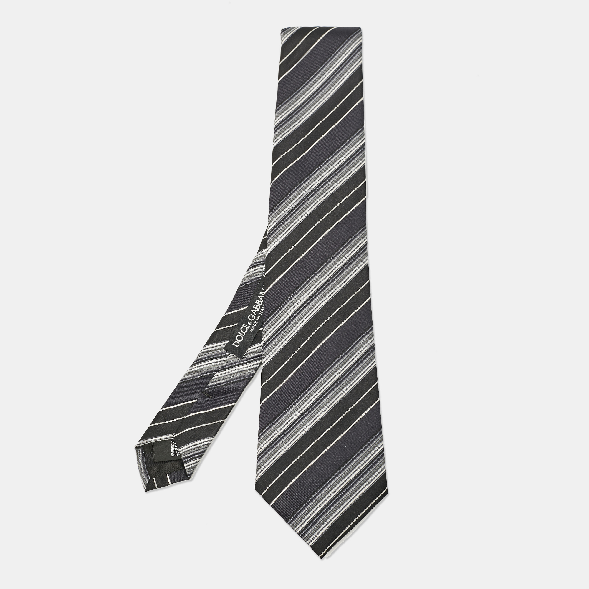 

Dolce & Gabbana Black Diagonal Striped Silk Tie