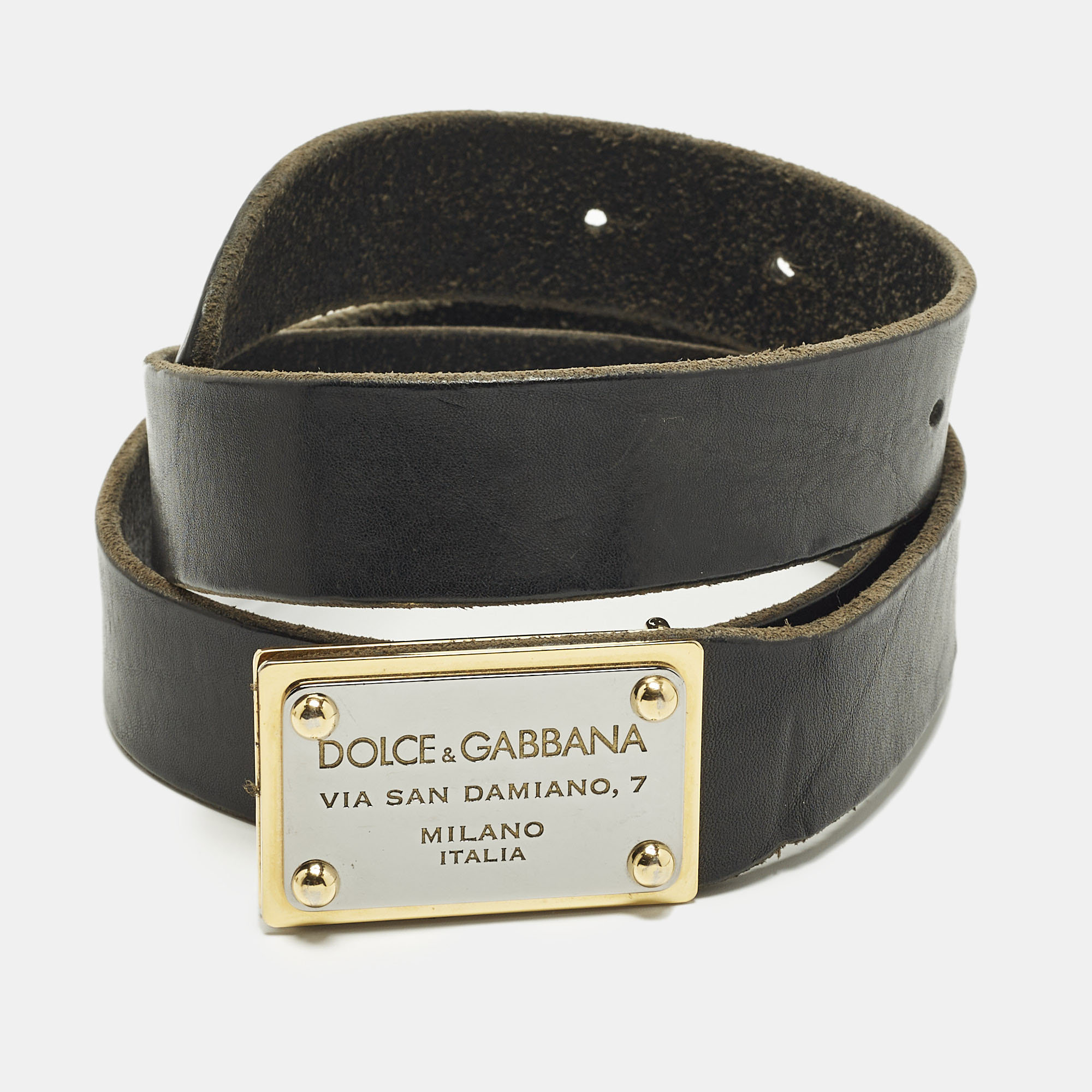 

Dolce & Gabbana Logo Plaque  Buckle Belt Black Leather