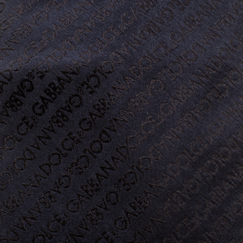 

Dolce and Gabbana Navy Blue Logo Pattern Jacquard Silk Tie
