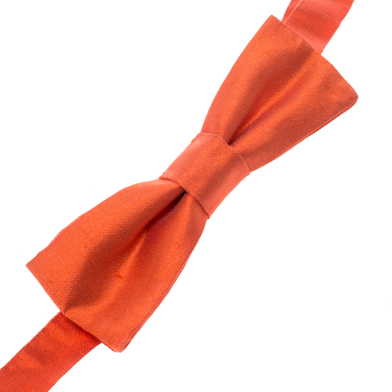 

Dolce and Gabbana Orange Raw Silk Narrow Bow Tie