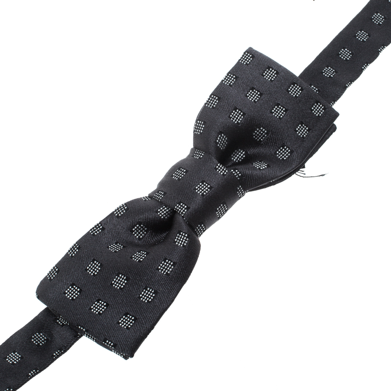 

Dolce and Gabbana Steel Grey Dotted Silk Jacquard Bow Tie