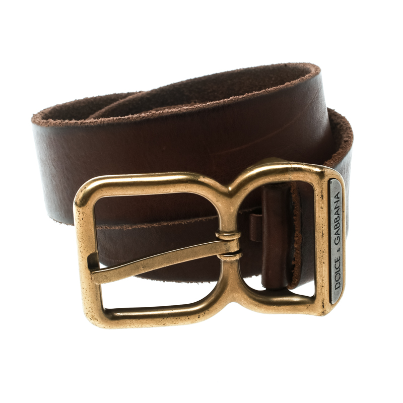 

Dolce and Gabbana Brown Leather D&G Buckle Belt