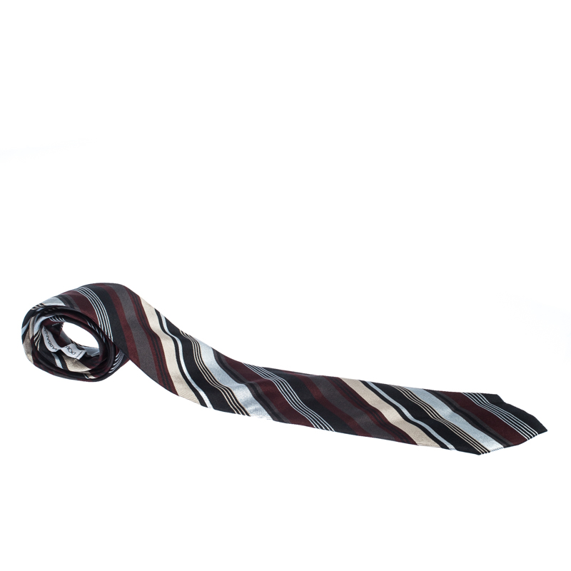

Dolce & Gabbana Multicolor Diagonal Striped Pattern Silk Jacquard Traditional Tie