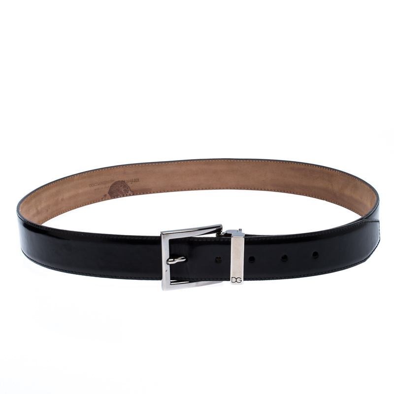 Pre Owned Dolce & Gabbana Black Leather Buckle Belt 100CM