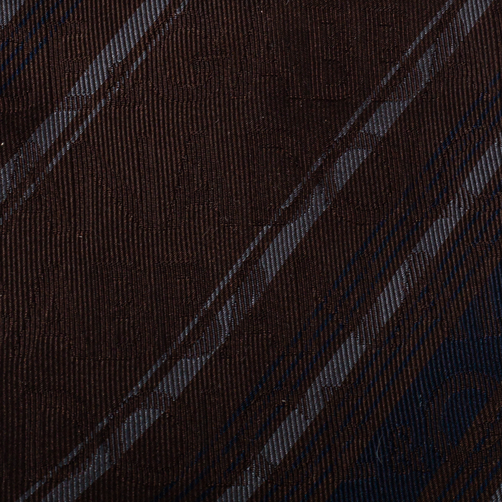 Dolce & Gabbana Brown Logo Silk Striped Tie