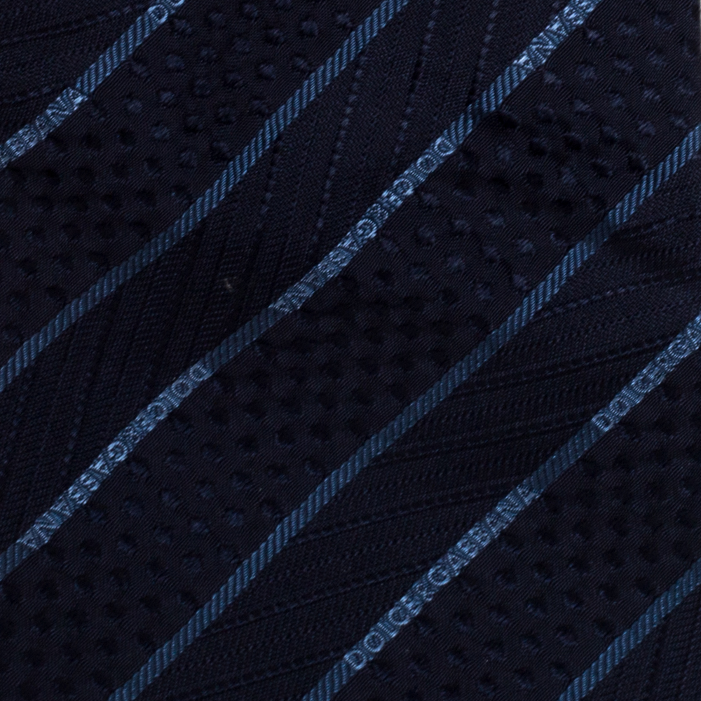 

Dolce & Gabbana Navy Blue Logo Striped Silk Tie