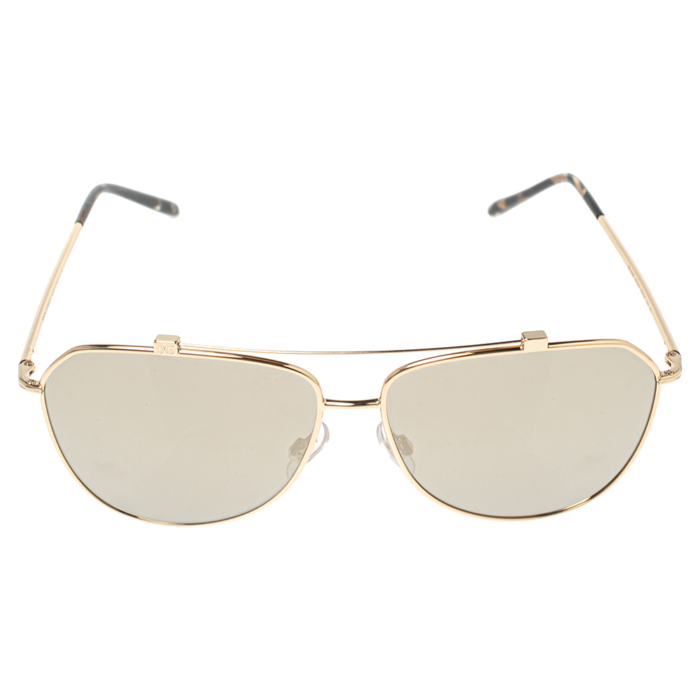 

Dolce & Gabbana Gold / Gold Mirrored DG2190 Pilot Sunglasses
