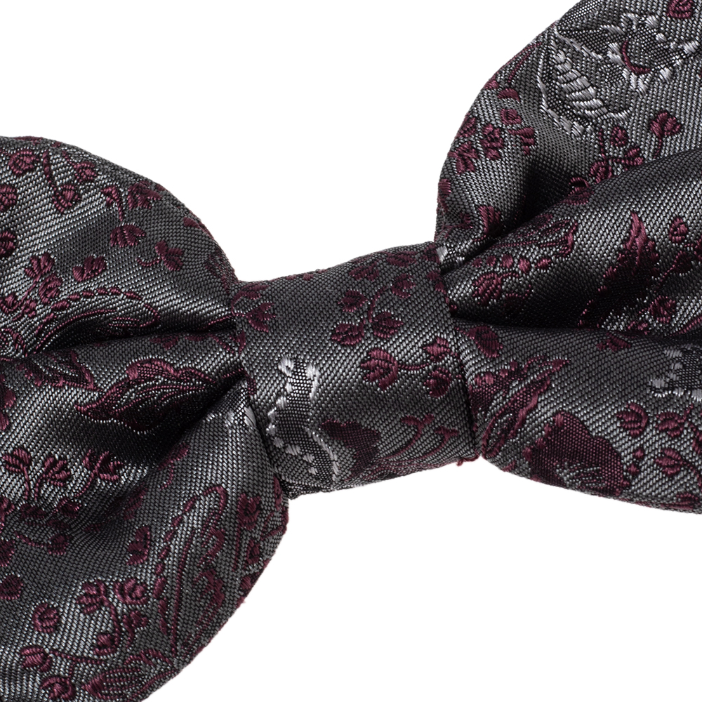 

Dolce & Gabbana Grey Floral Silk Jacquard Bow Tie