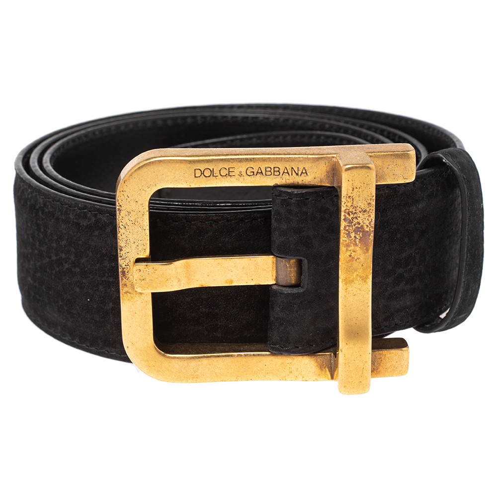 

Dolce & Gabbana Black Suede Buckle Belt