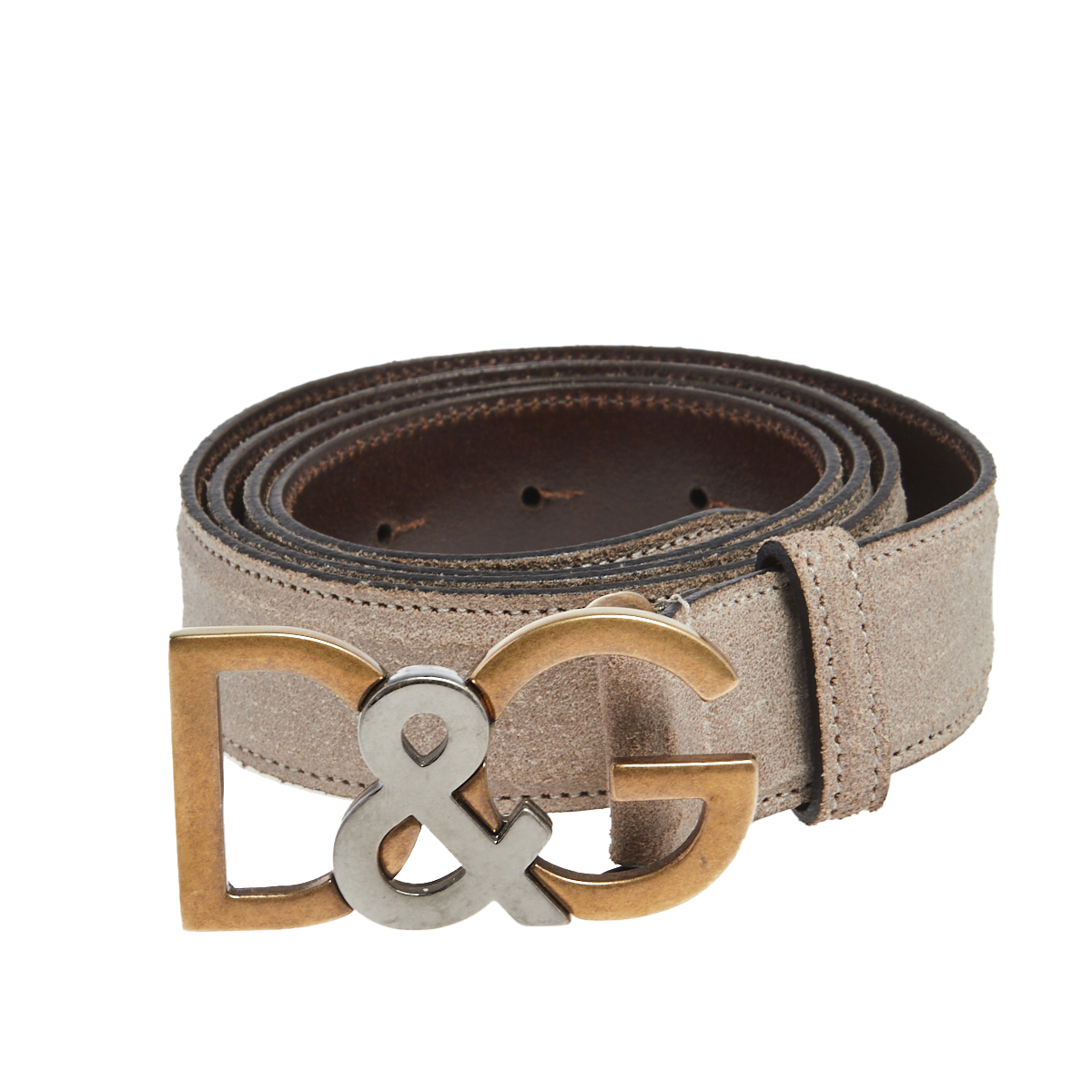 

Dolce & Gabbana Beige Leather D&G Logo Buckle Belt