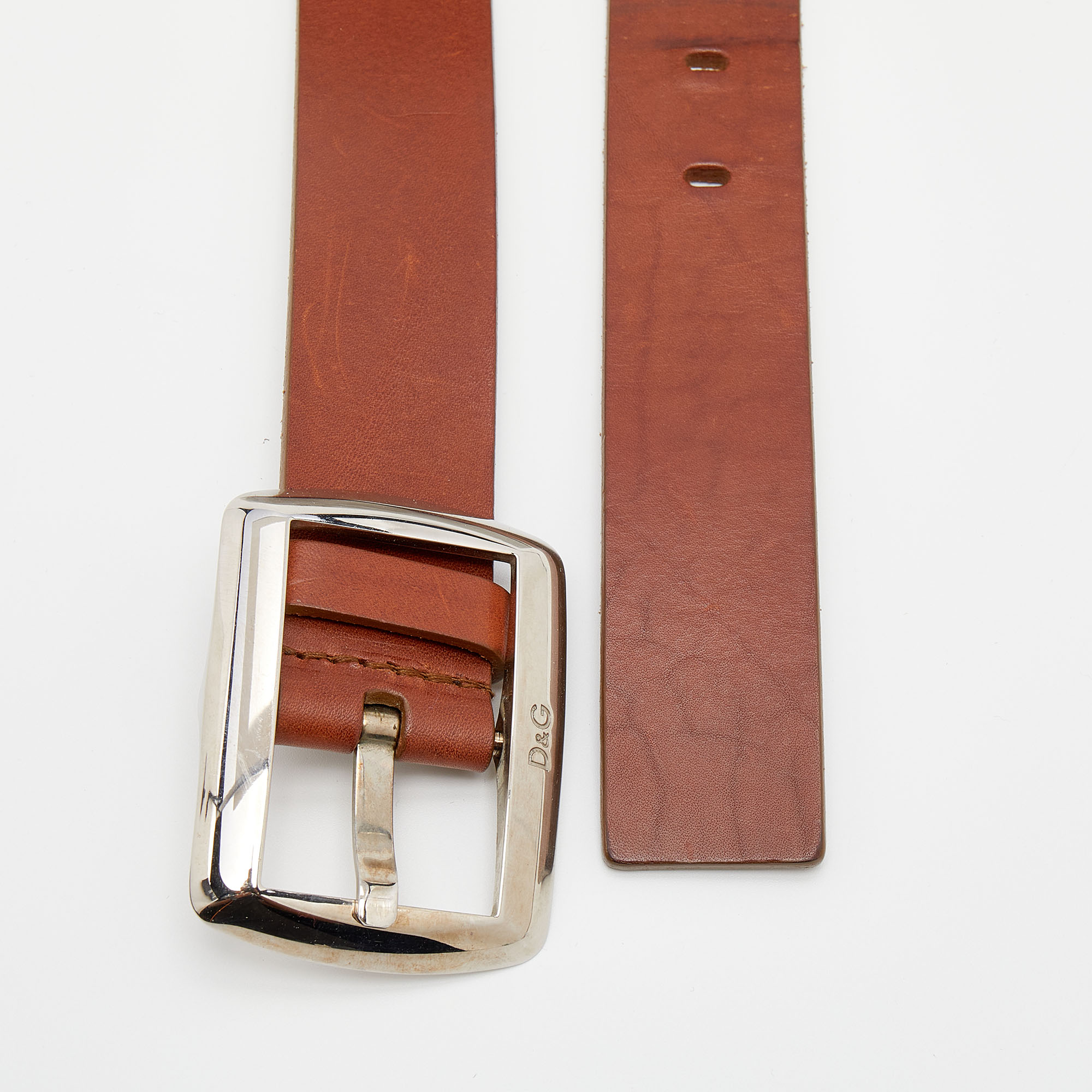 

Dolce & Gabbana Brown Leather Buckle Belt