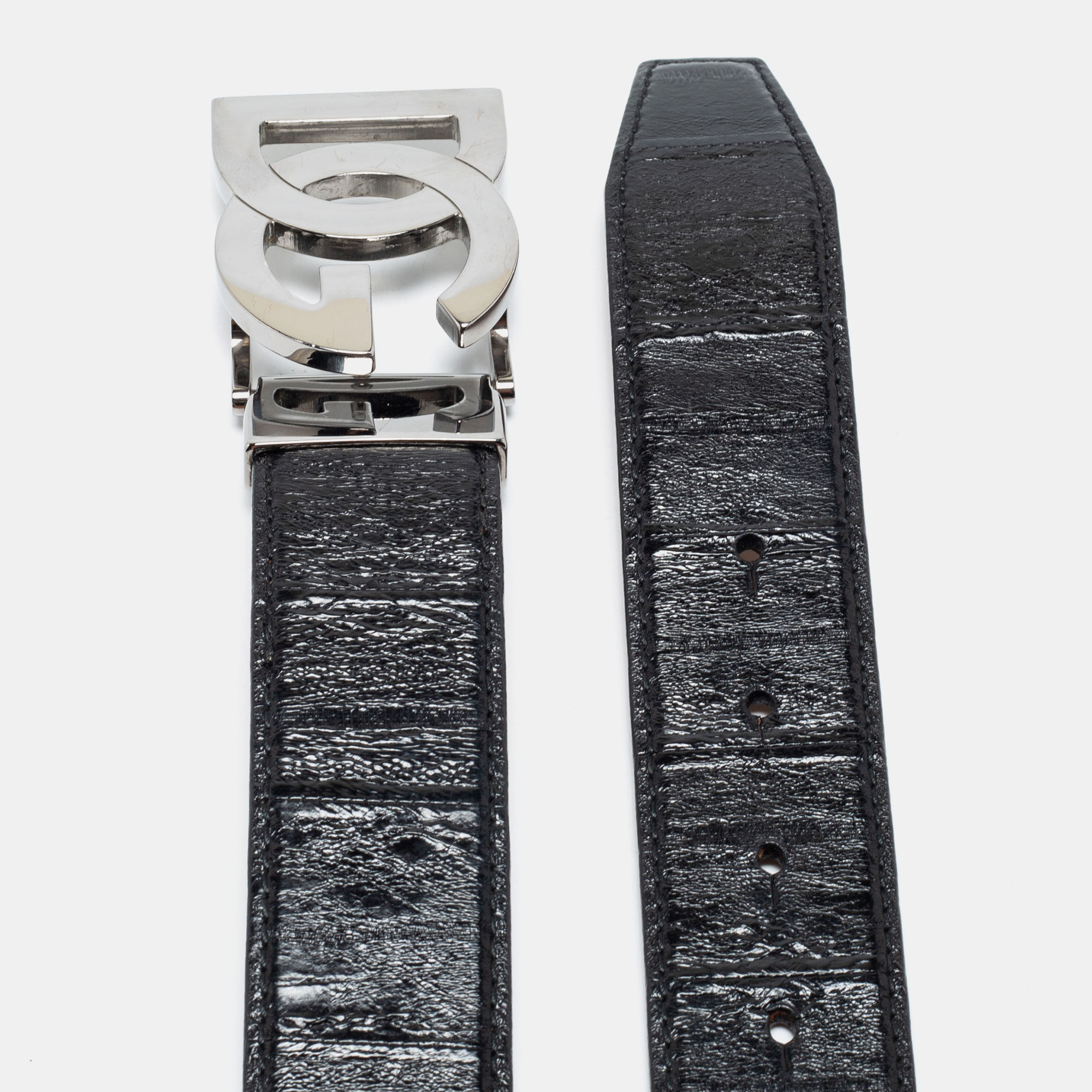 

Dolce & Gabbana Black Eel Leather DG Logo Buckle Belt