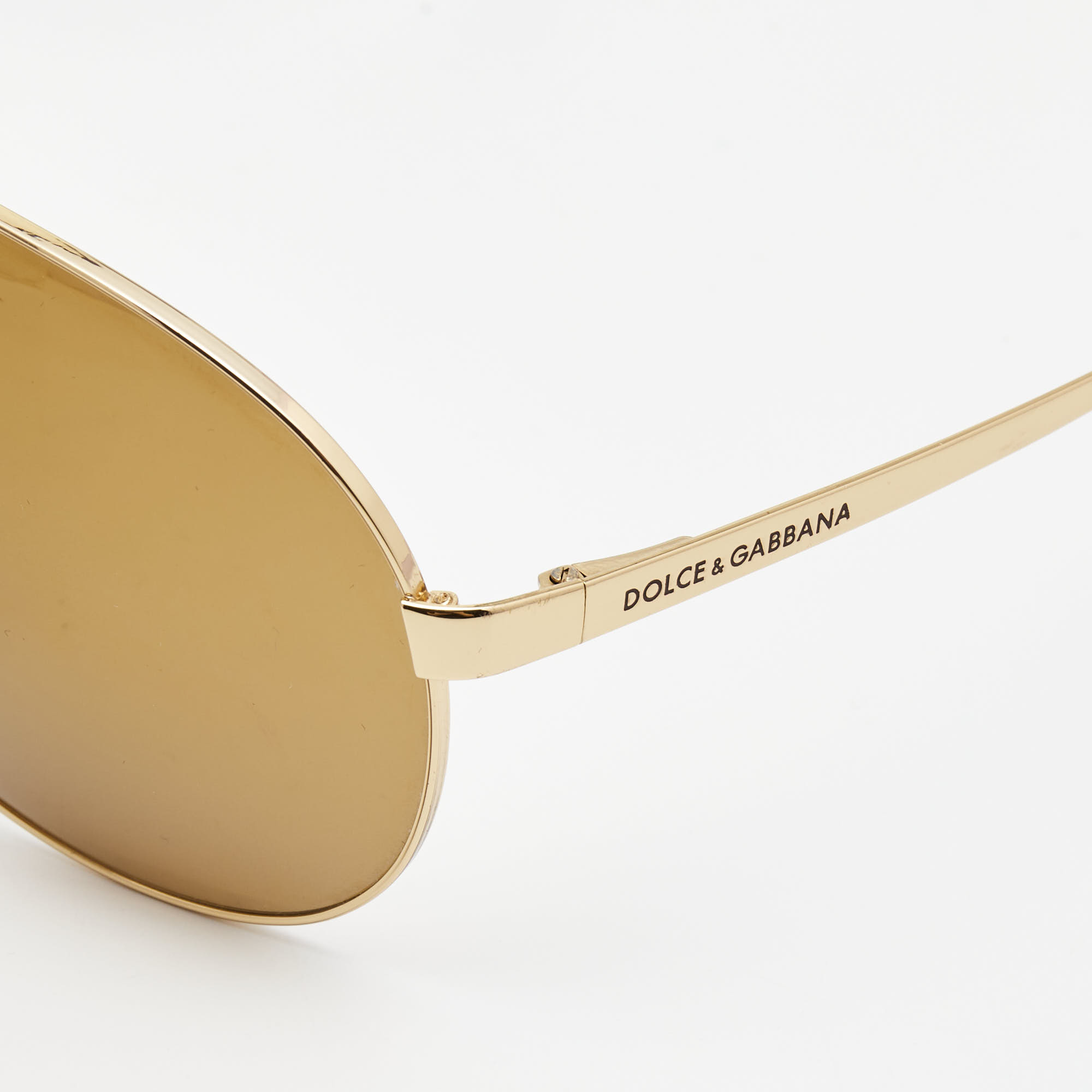 

Dolce & Gabbana Brown/Gold Frame Aviator Sunglasses