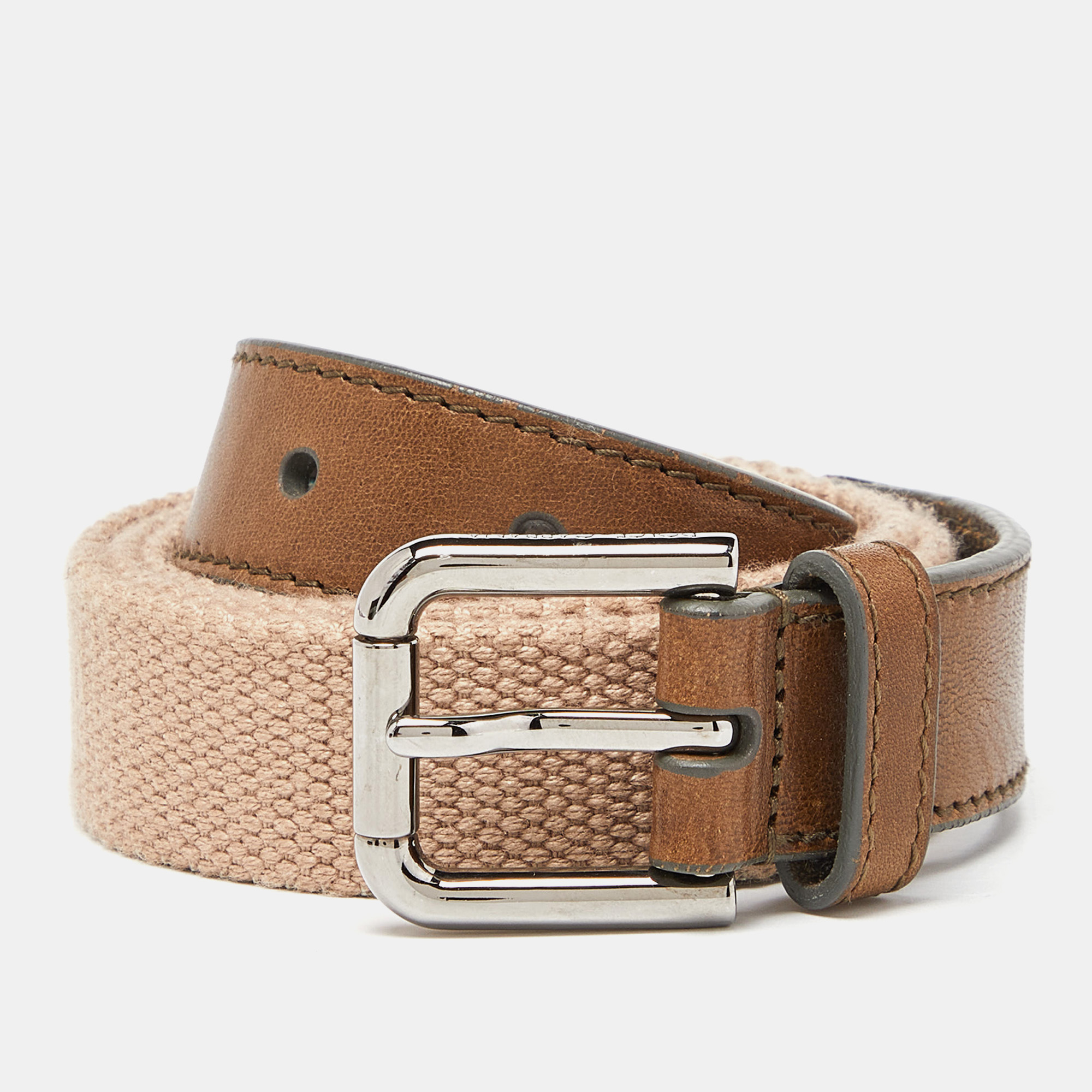 

Dolce & Gabbana Beige/Brown Canvas and Leather Belt