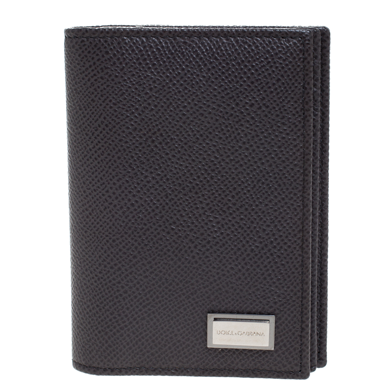 Dolce & Gabbana Dark Grey Leather Bifold Card Holder