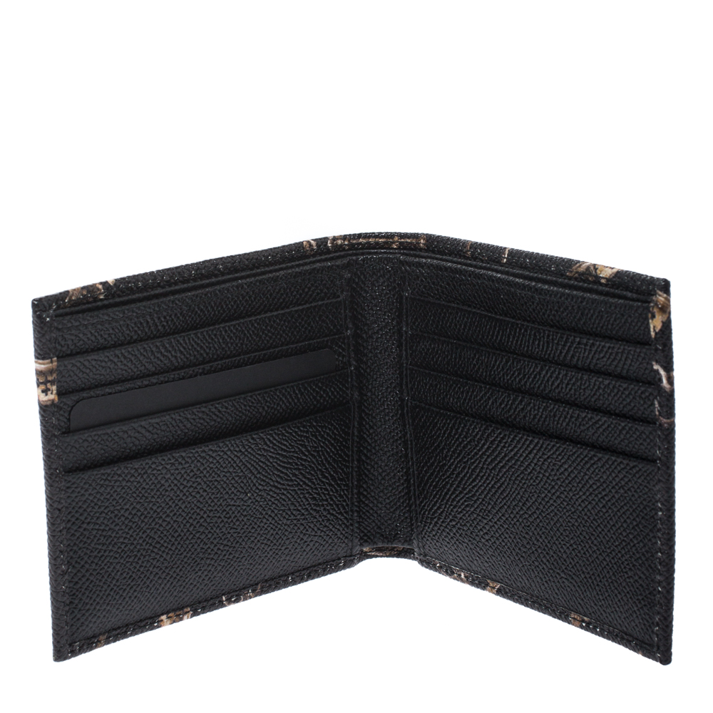 

Dolce & Gabbana Black Key Print Leather Bifold Wallet