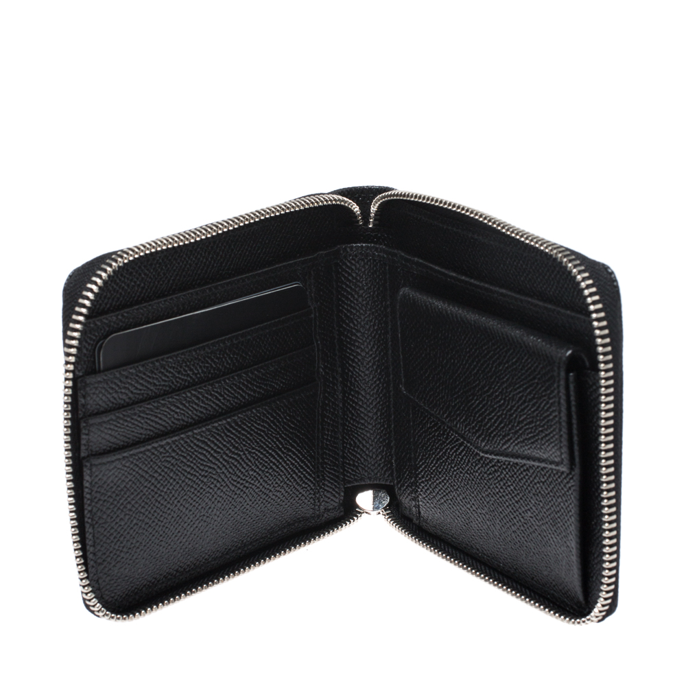 

Dolce and Gabbana Black Dauphine Leather Zip Around Wallet