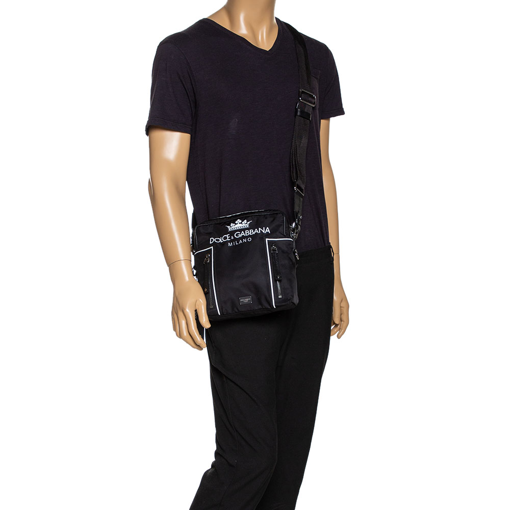 

Dolce & Gabbana Black Nylon and Leather Messenger Bag