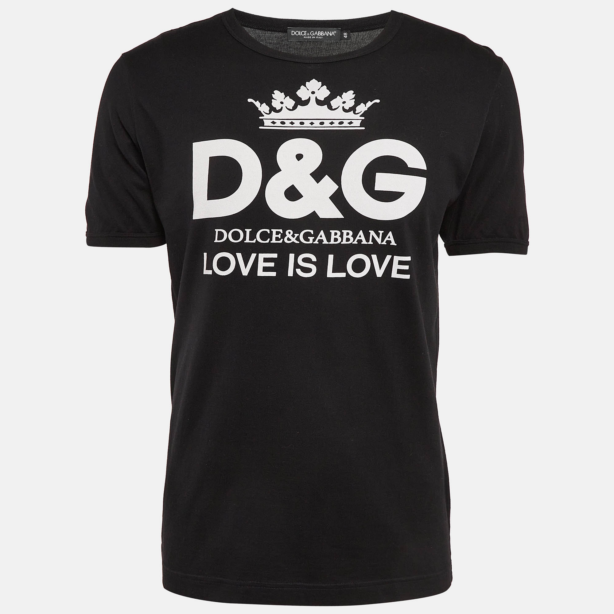 

Dolce & Gabbana Black Printed Cotton Knit T-Shirt M