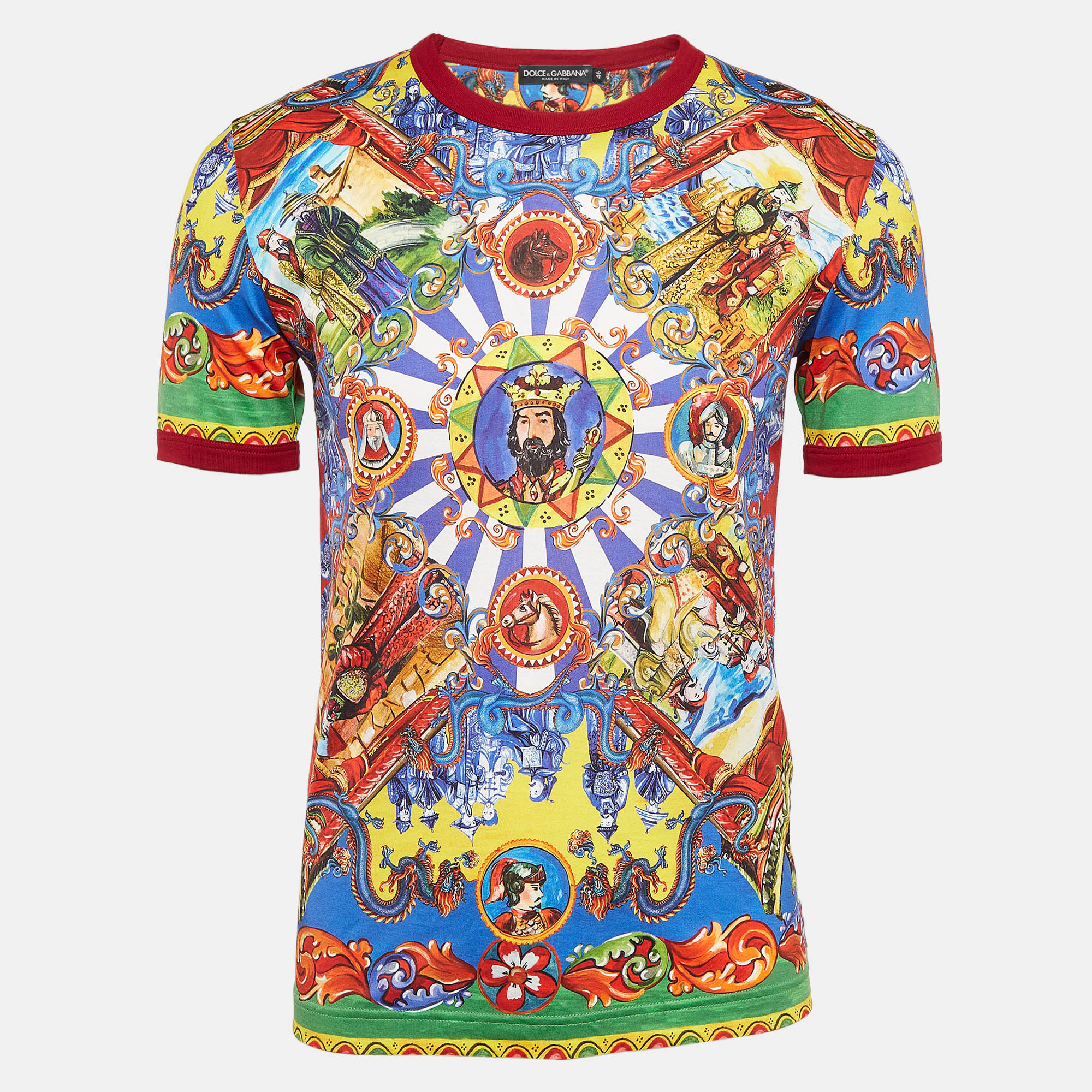 

Dolce & Gabbana Multicolor Caretto Siciliano Print Jersey T-Shirt S