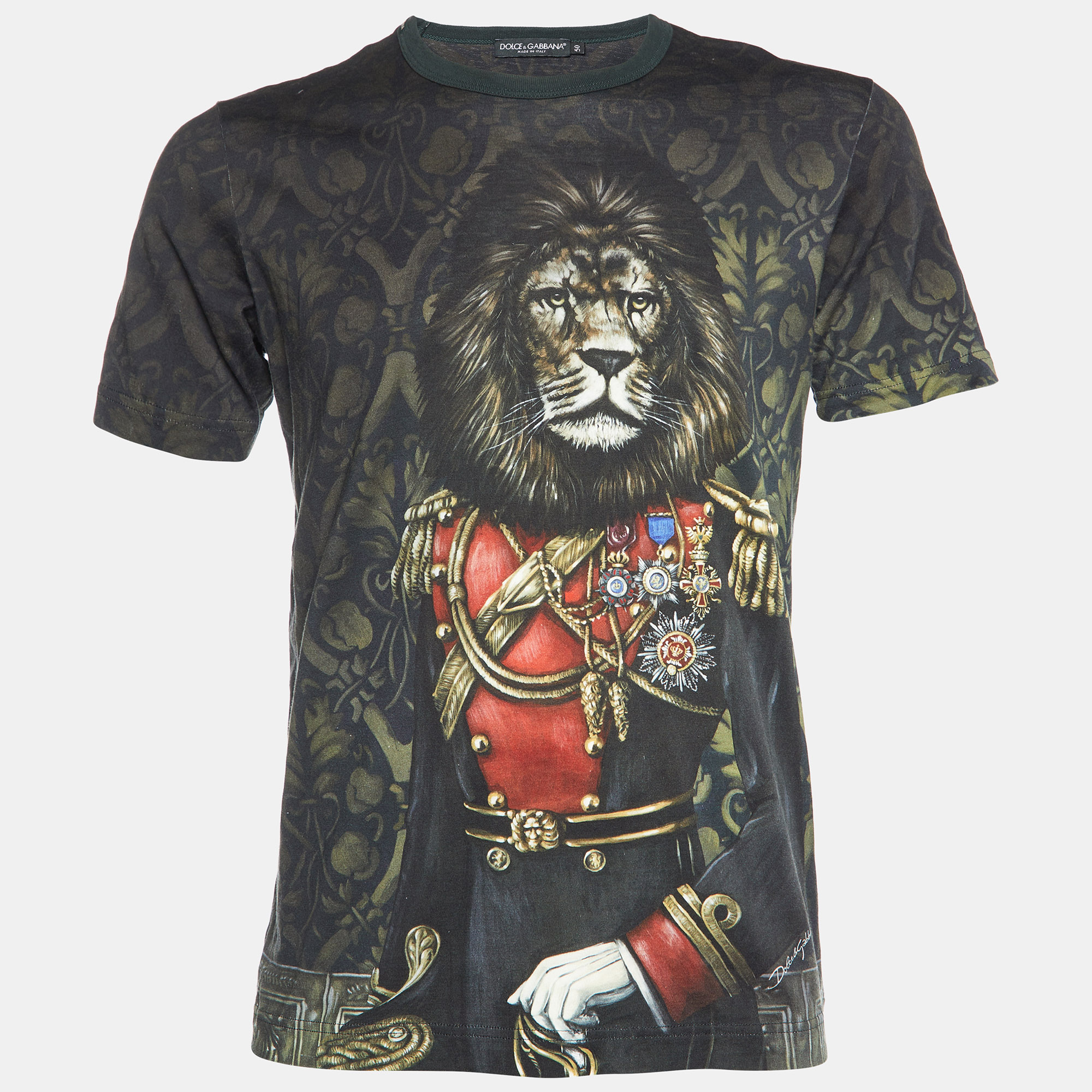 

Dolce & Gabbana Green Printed Cotton Knit T-Shirt L