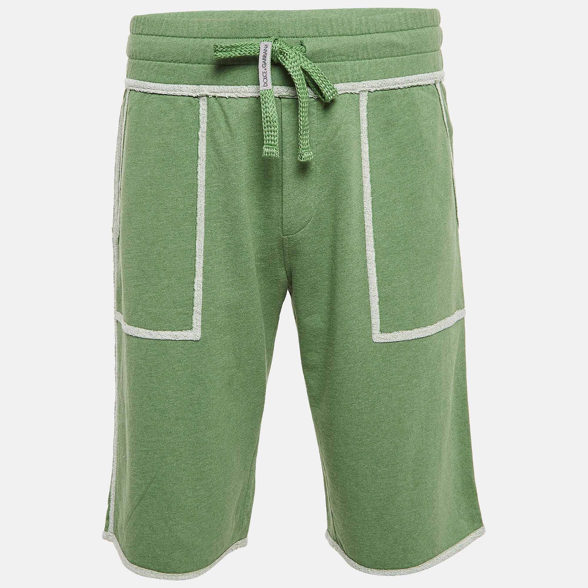 

Dolce & Gabbana Green Contrast Trim Knit Shorts L