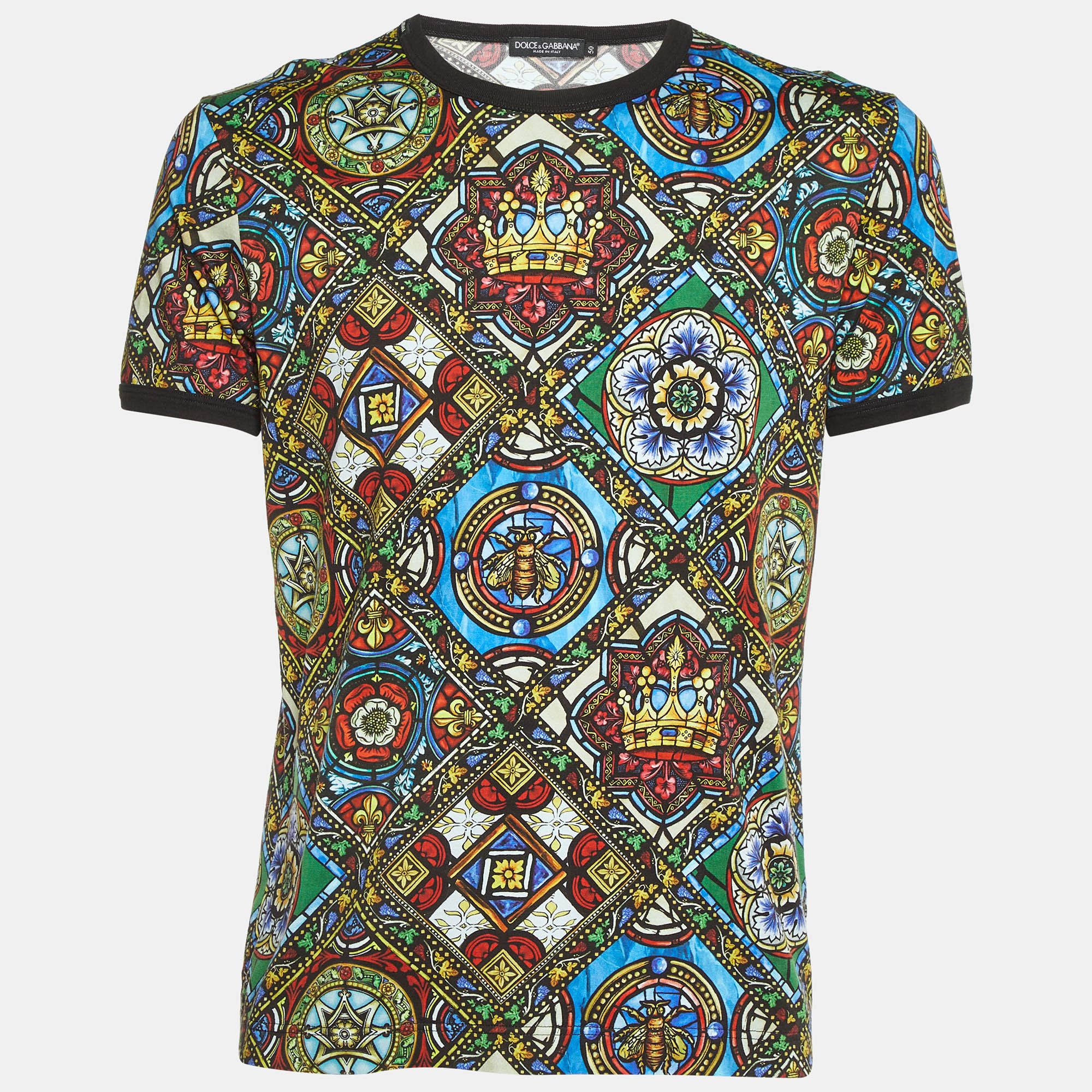 Pre-owned Dolce & Gabbana Multicolor Printed Cotton Knit T-shirt L