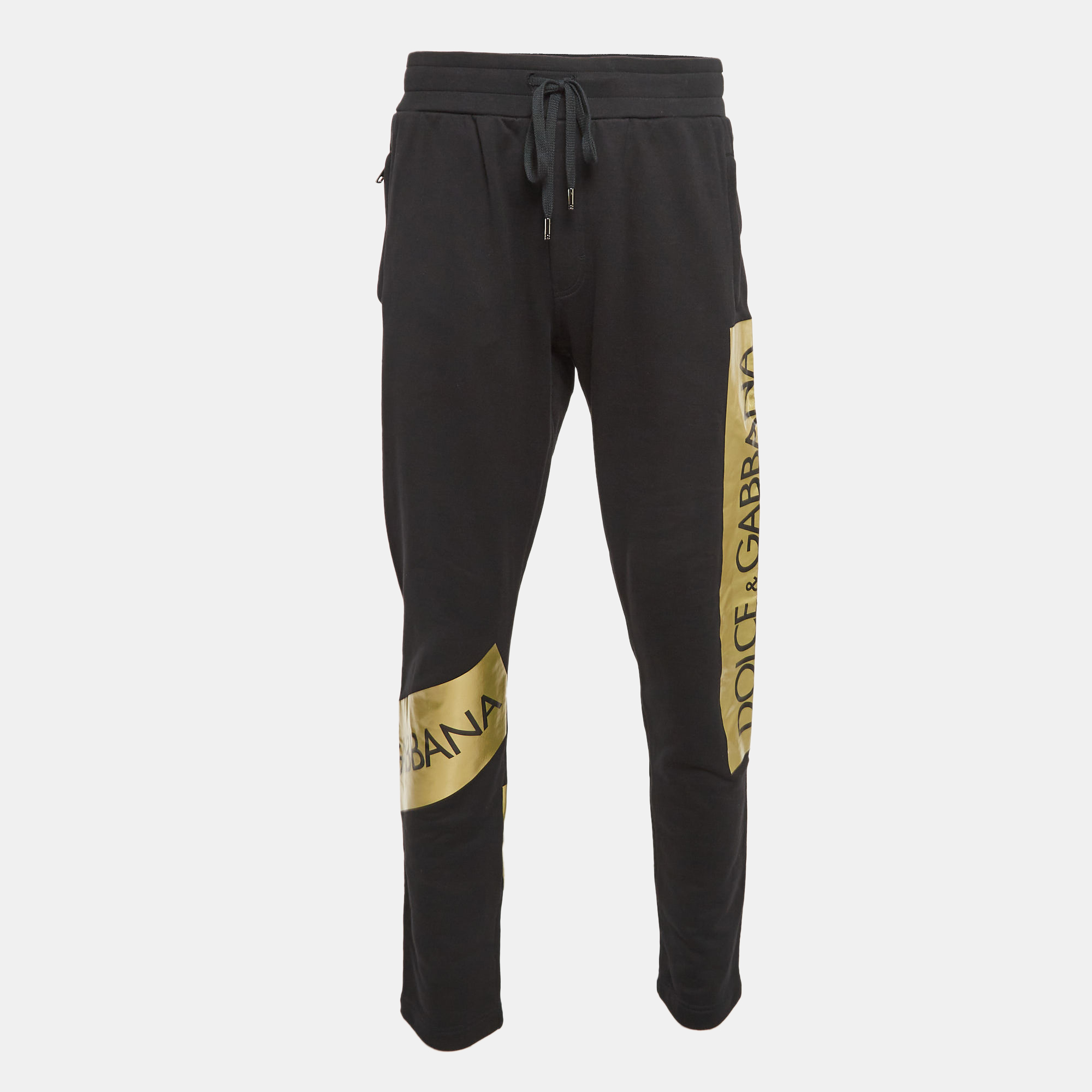 

Dolce & Gabbana Black Printed Cotton Track Pants L