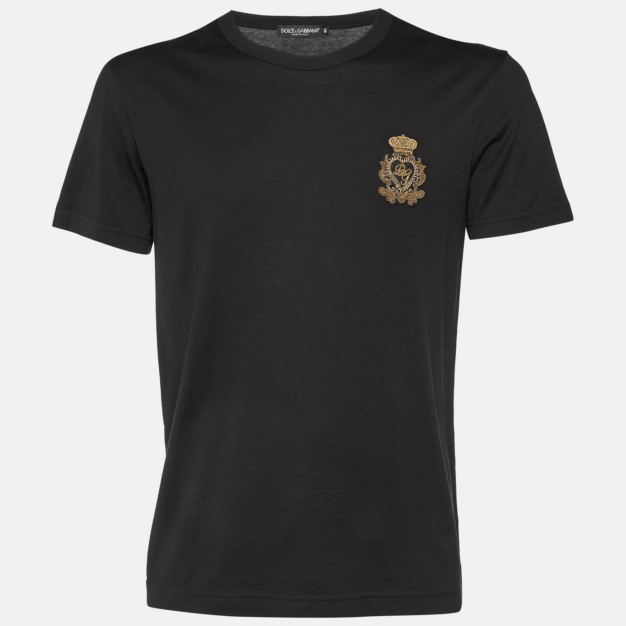 

Dolce & Gabbana Black Cotton Embroidered Motif T-Shirt S