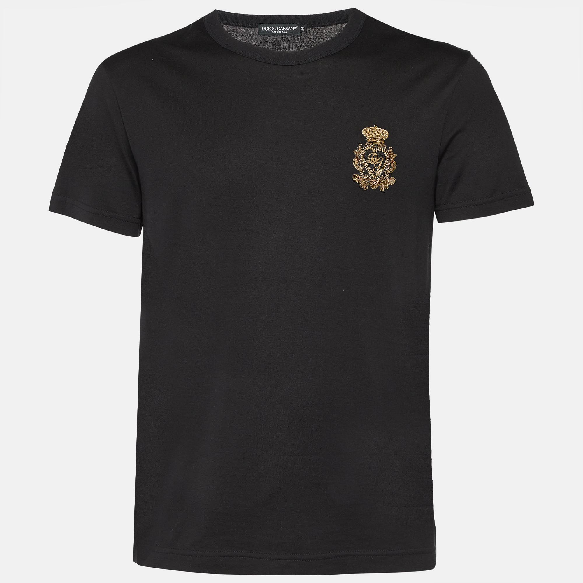 

Dolce & Gabbana Black Cotton Embroidered Motif T-Shirt S