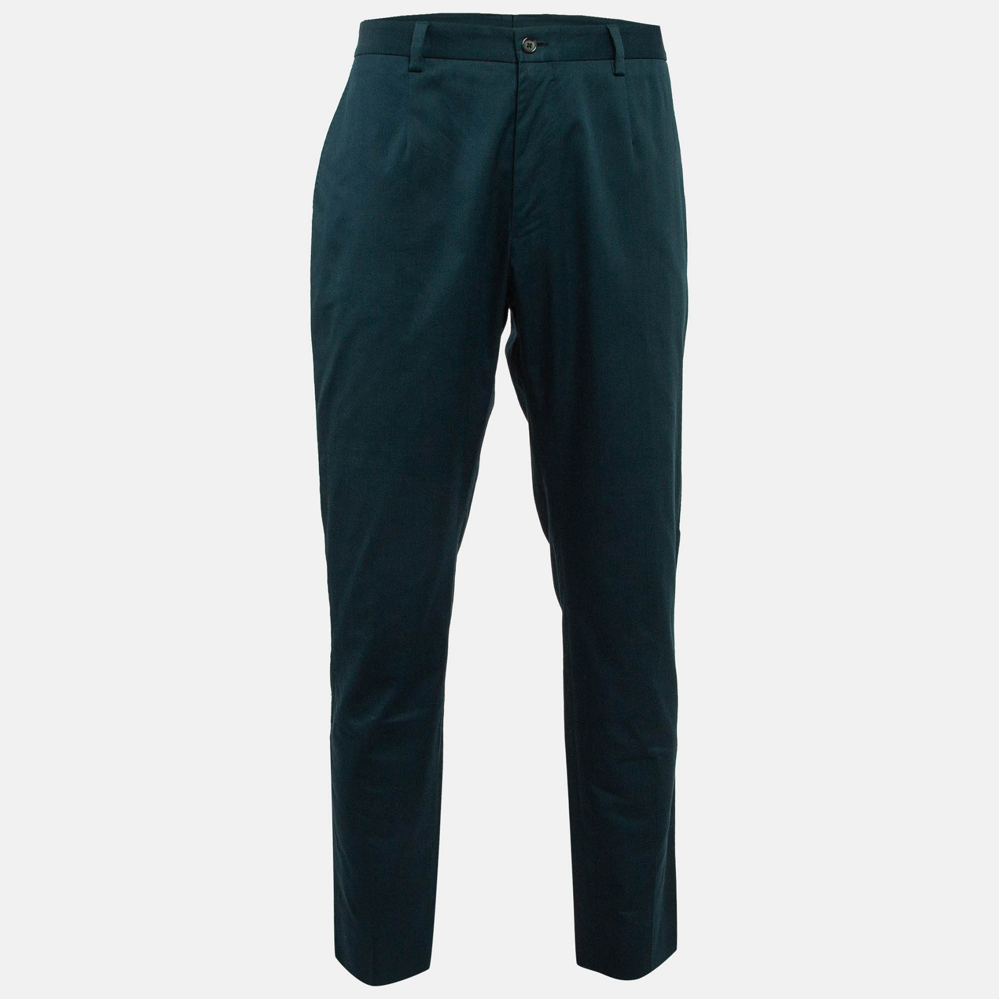 

Dolce & Gabbana Green Cotton Formal Trousers XXXL