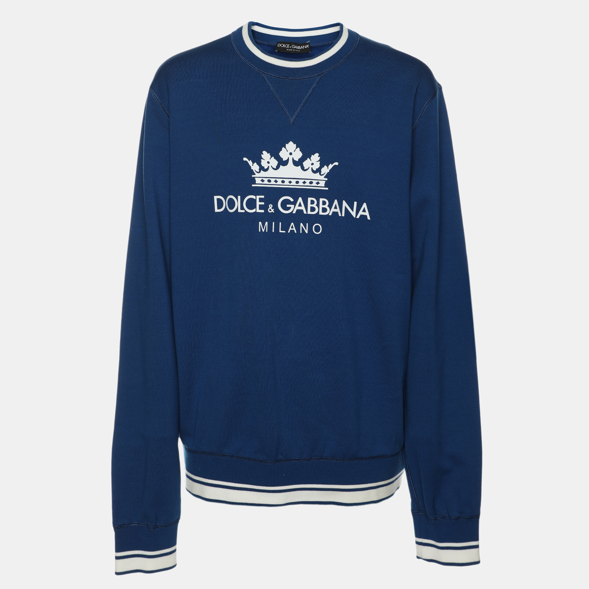 

Dolce & Gabbana Blue Cotton Knit Logo Crew Neck Sweatshirt XXXL