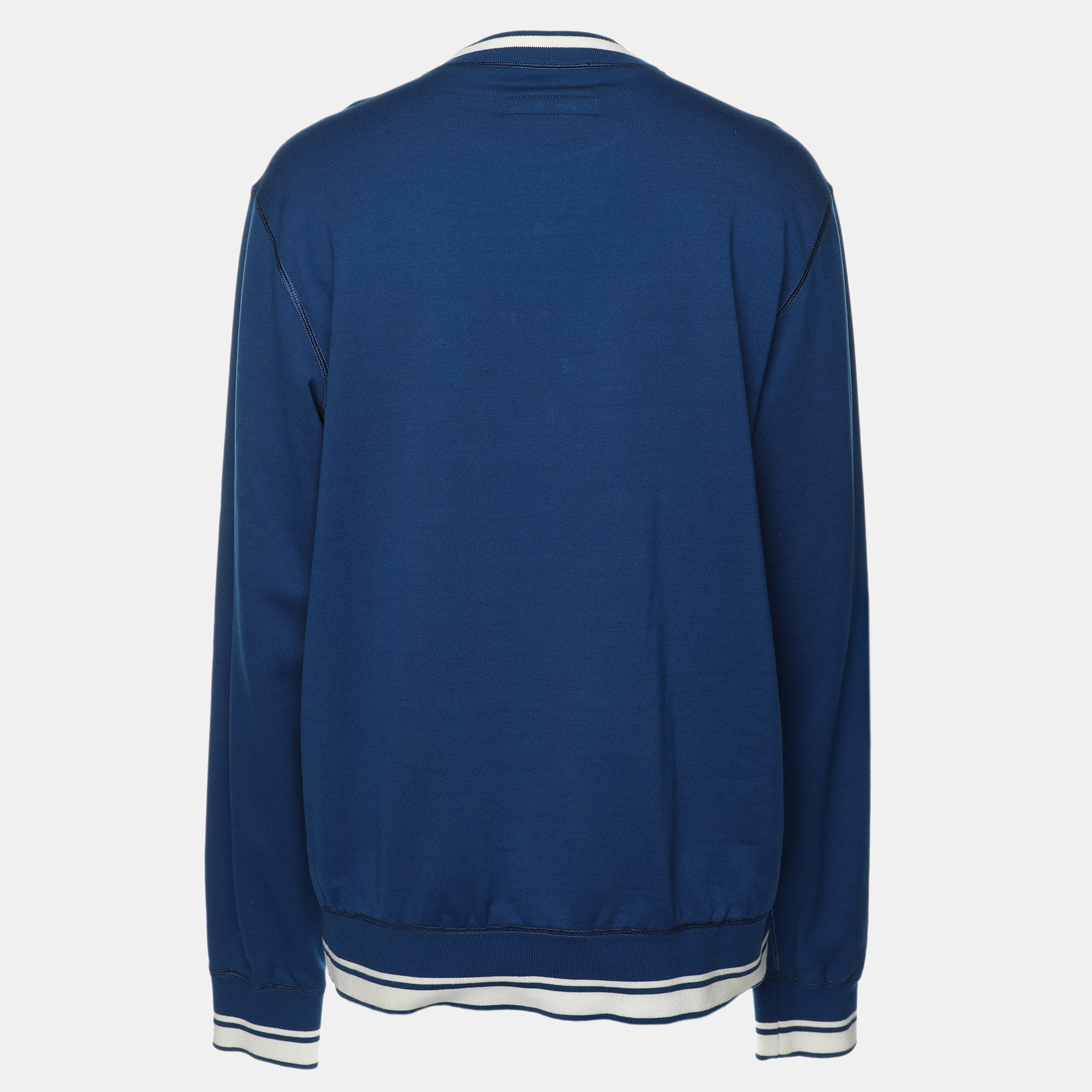Dolce & Gabbana Blue Cotton Knit Logo Crew Neck Sweatshirt XXXL 