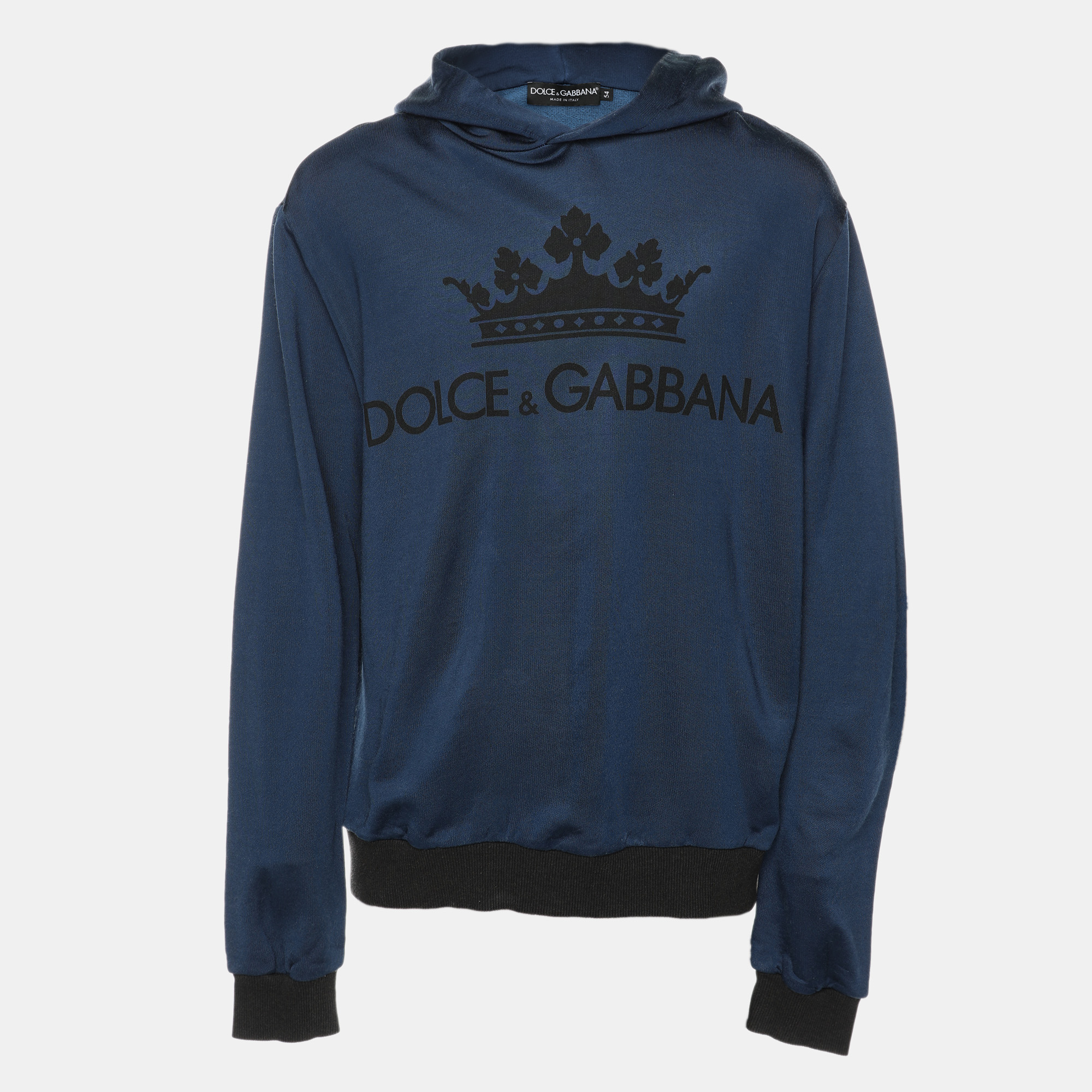 

Dolce & Gabbana Blue Cotton Knit Logo Hoodie XXL