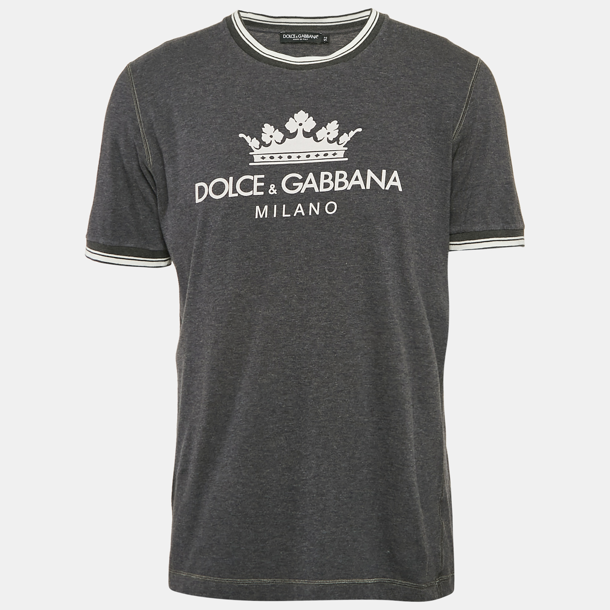 Pre-owned Dolce & Gabbana Grey Logo Print Jersey T-shirt Xl