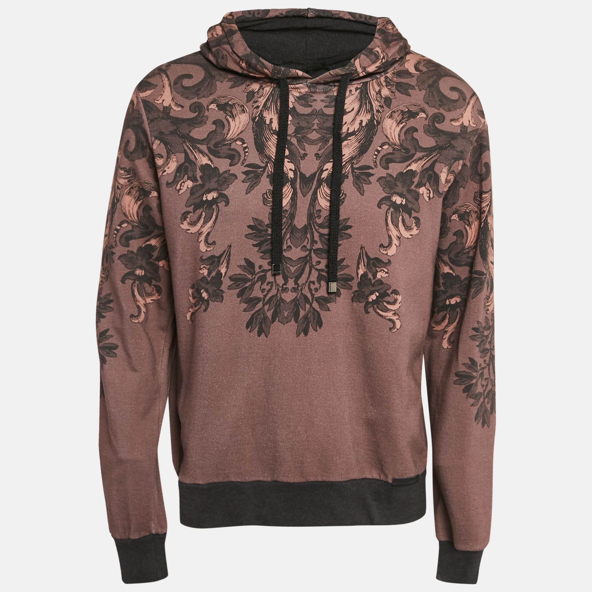 Pre-owned Dolce & Gabbana Wine Pink Printed Cotton Hoodie Xl