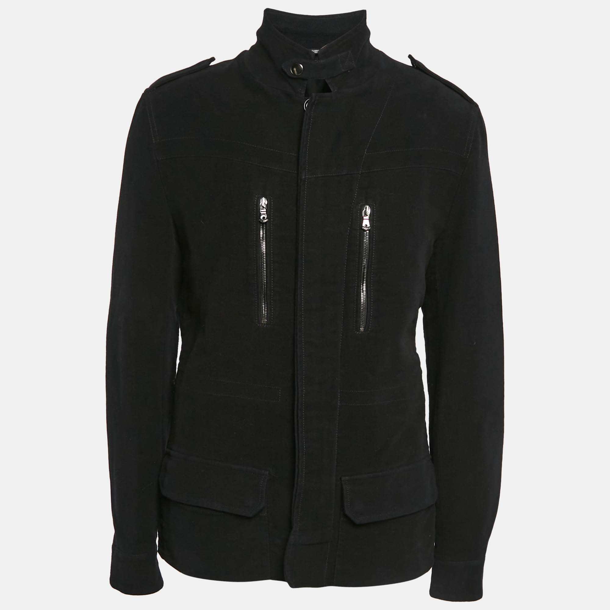 

Dolce & Gabbana Black Gabardine Cotton Utility Jacket XL