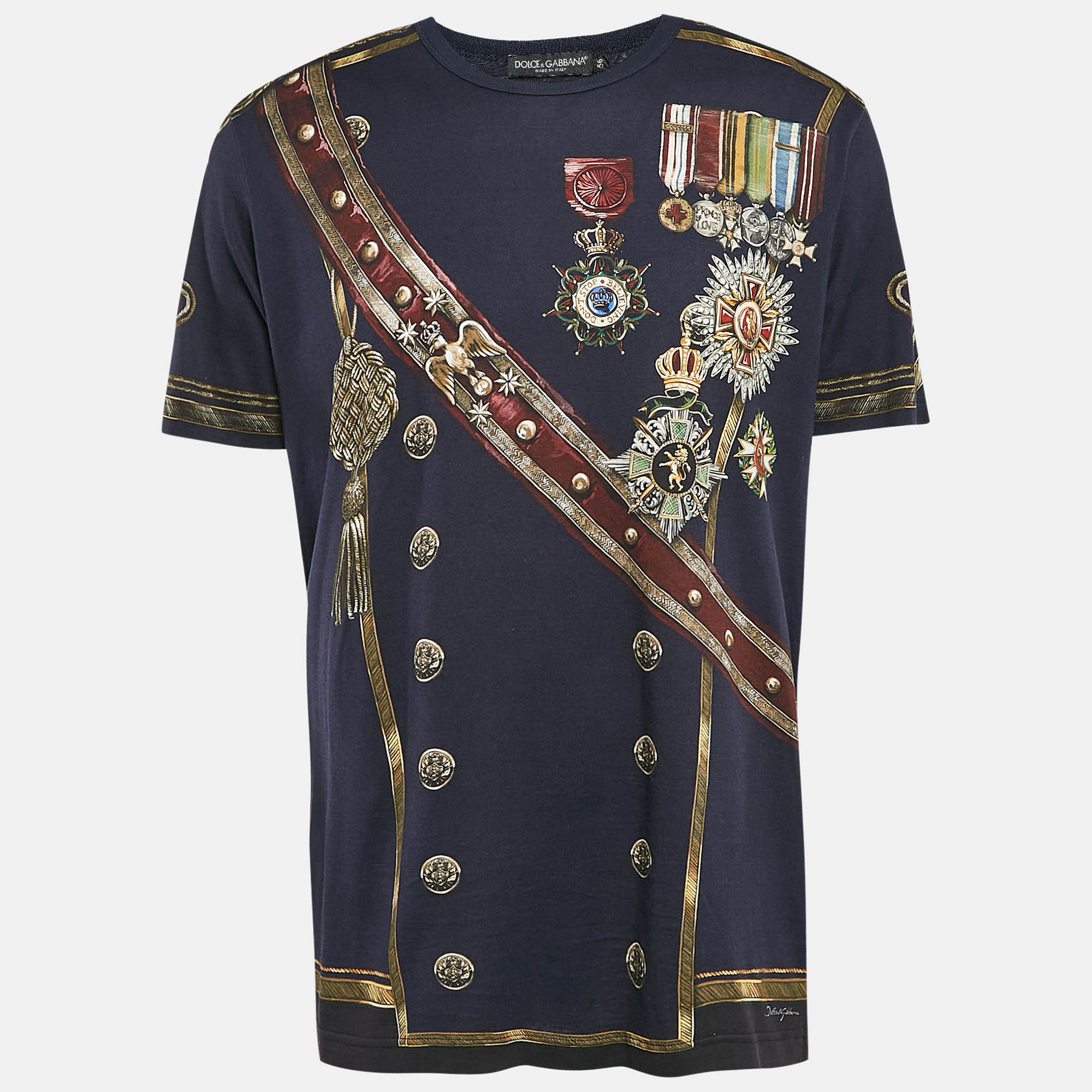 

Dolce & Gabbana Navy Blue Medals Print Jersey T-Shirt XXXL