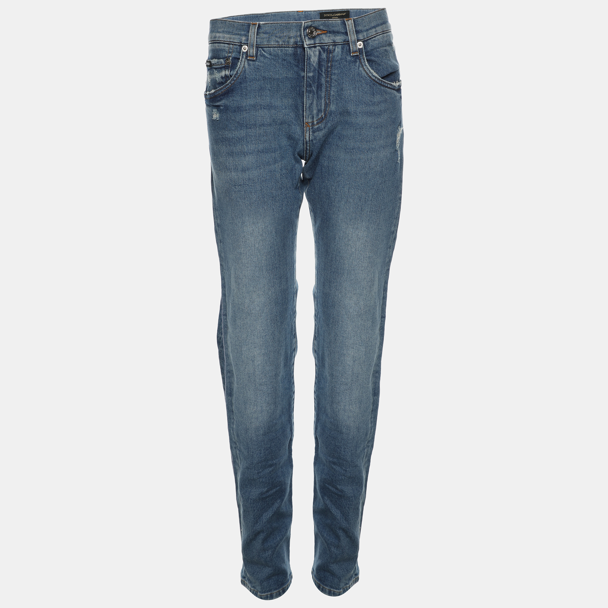 

Dolce and Gabbana Faded Blue Denim "New Vintage Denim" Skinny Ripped Jeans XS