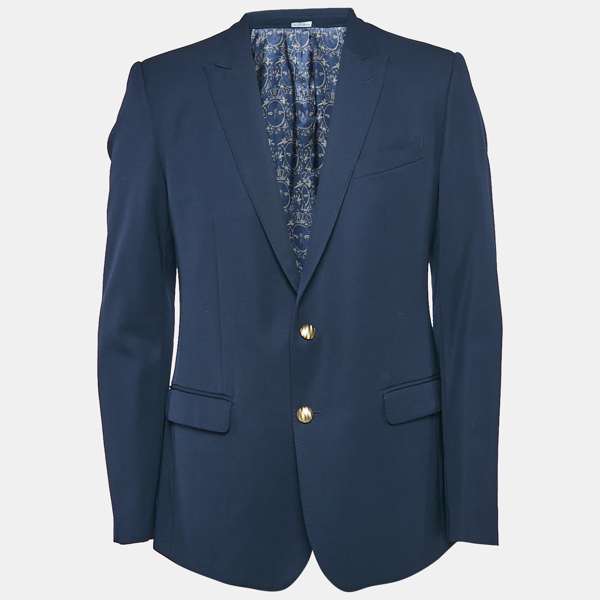 

Dolce & Gabbana Navy Blue Gabardine Wool Tailored Martini Blazer L