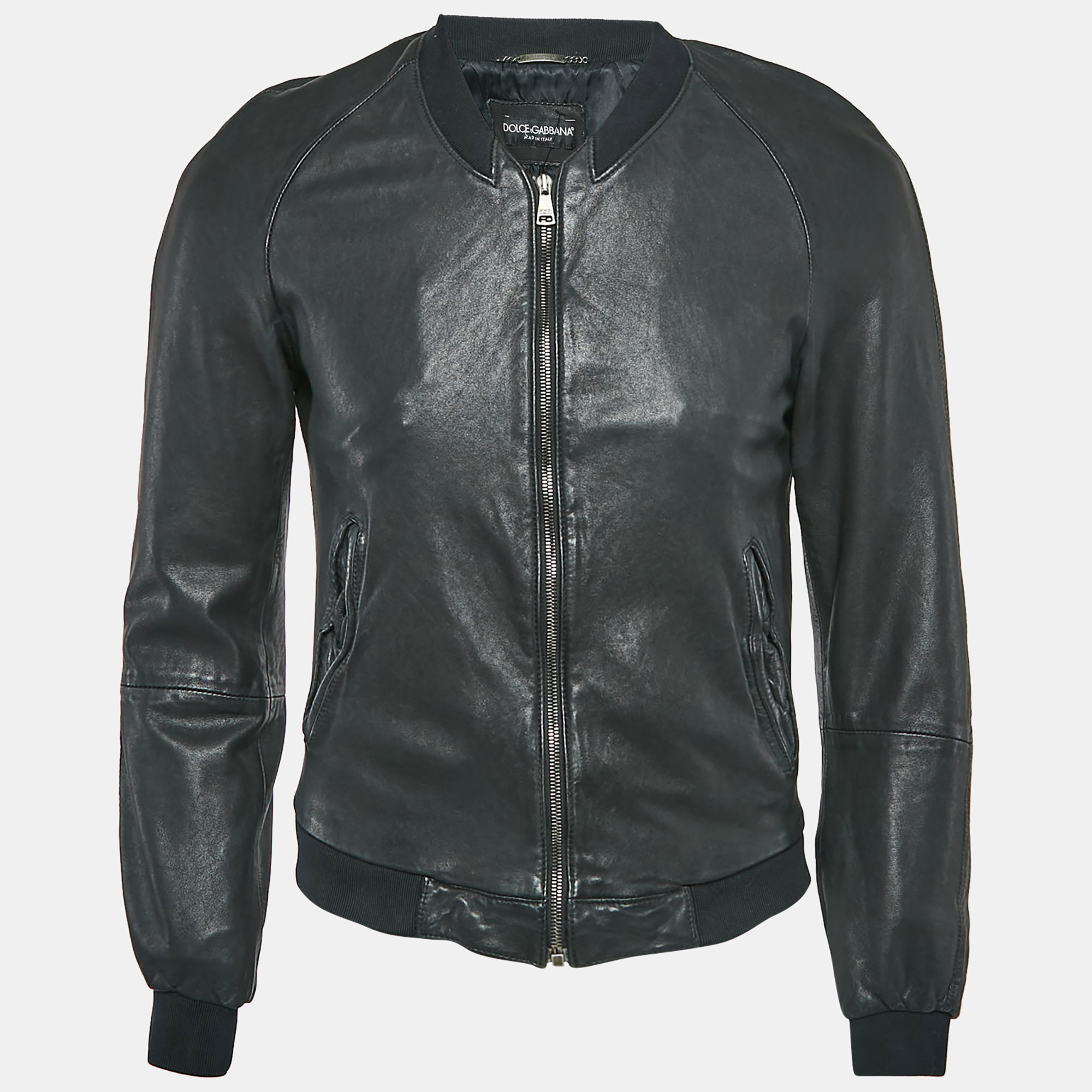 

Dolce & Gabbana Black Leather Zip-Up Jacket M