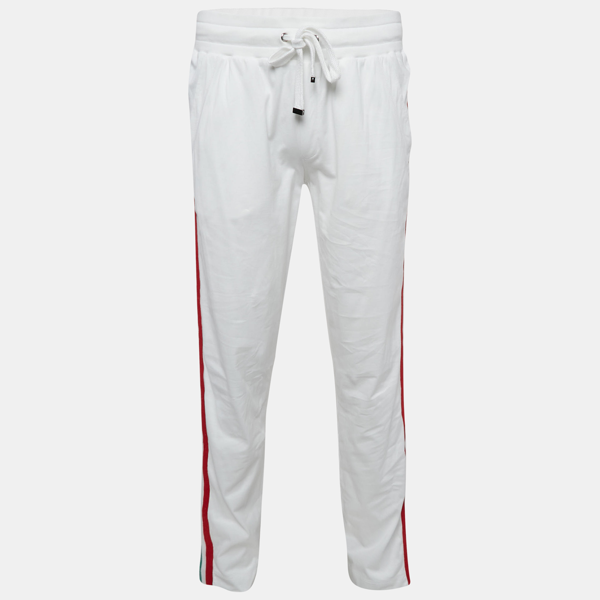 

Dolce & Gabbana White Logo Plaque Jersey Side Strip Detail Pants L