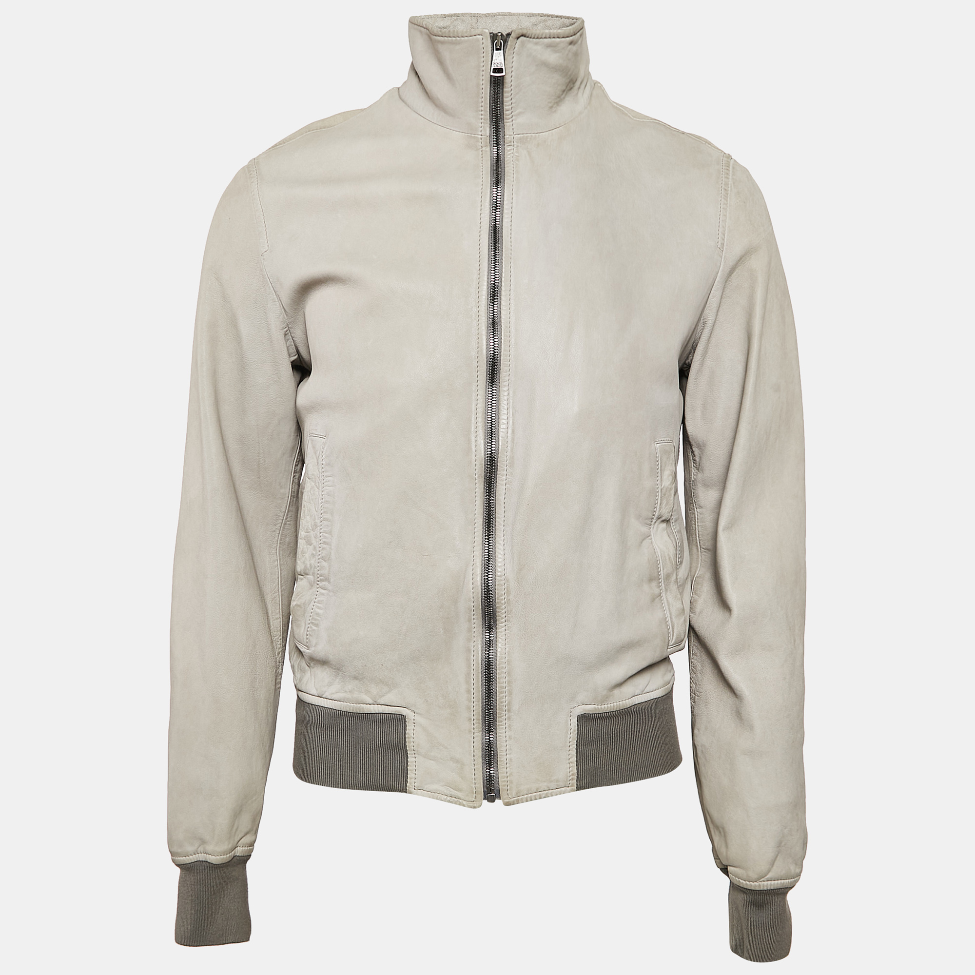 

Dolce & Gabbana Green Leather Zip-Up Bomber Jacket L