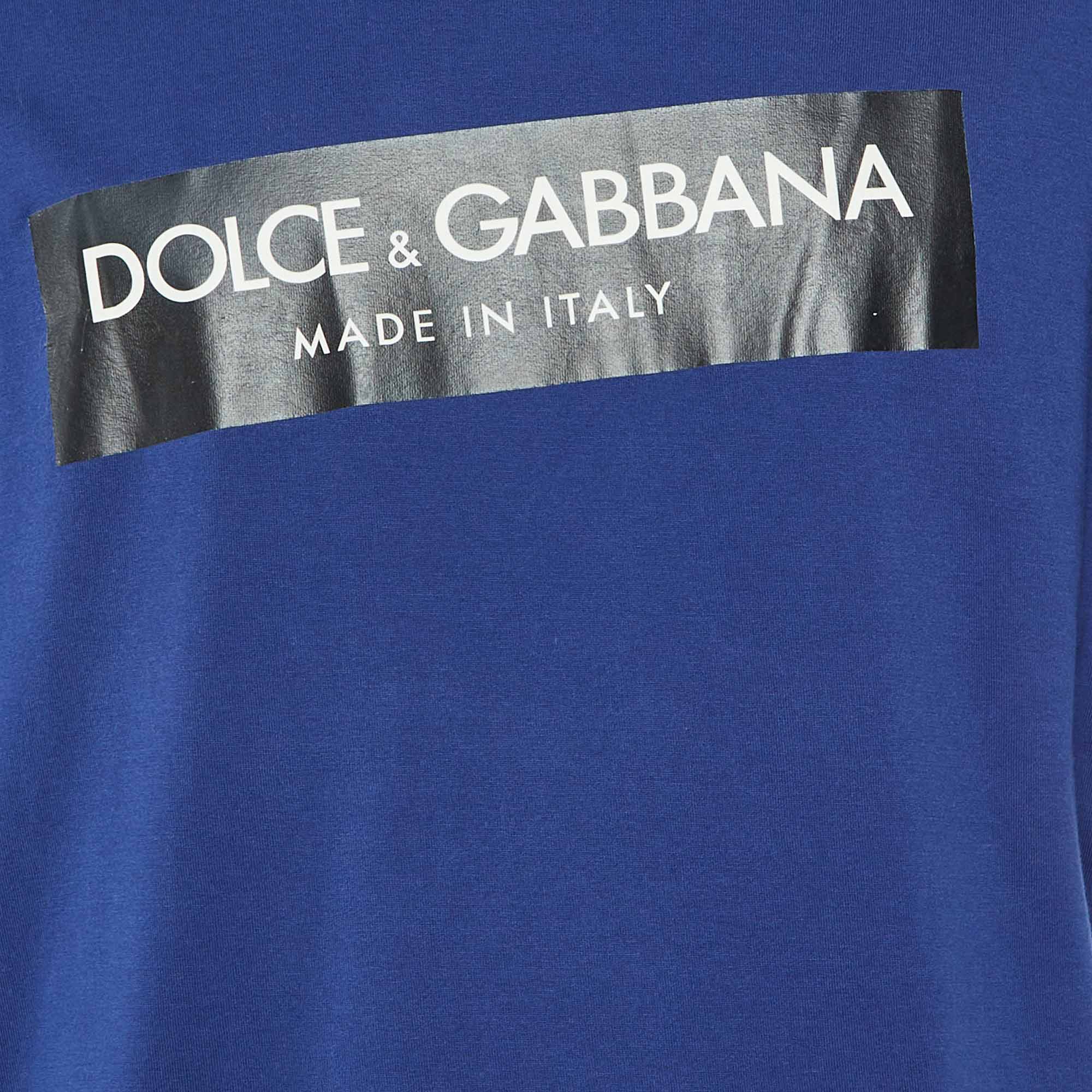 Dolce & Gabbana Navy Blue Logo Print T-Shirt XL 