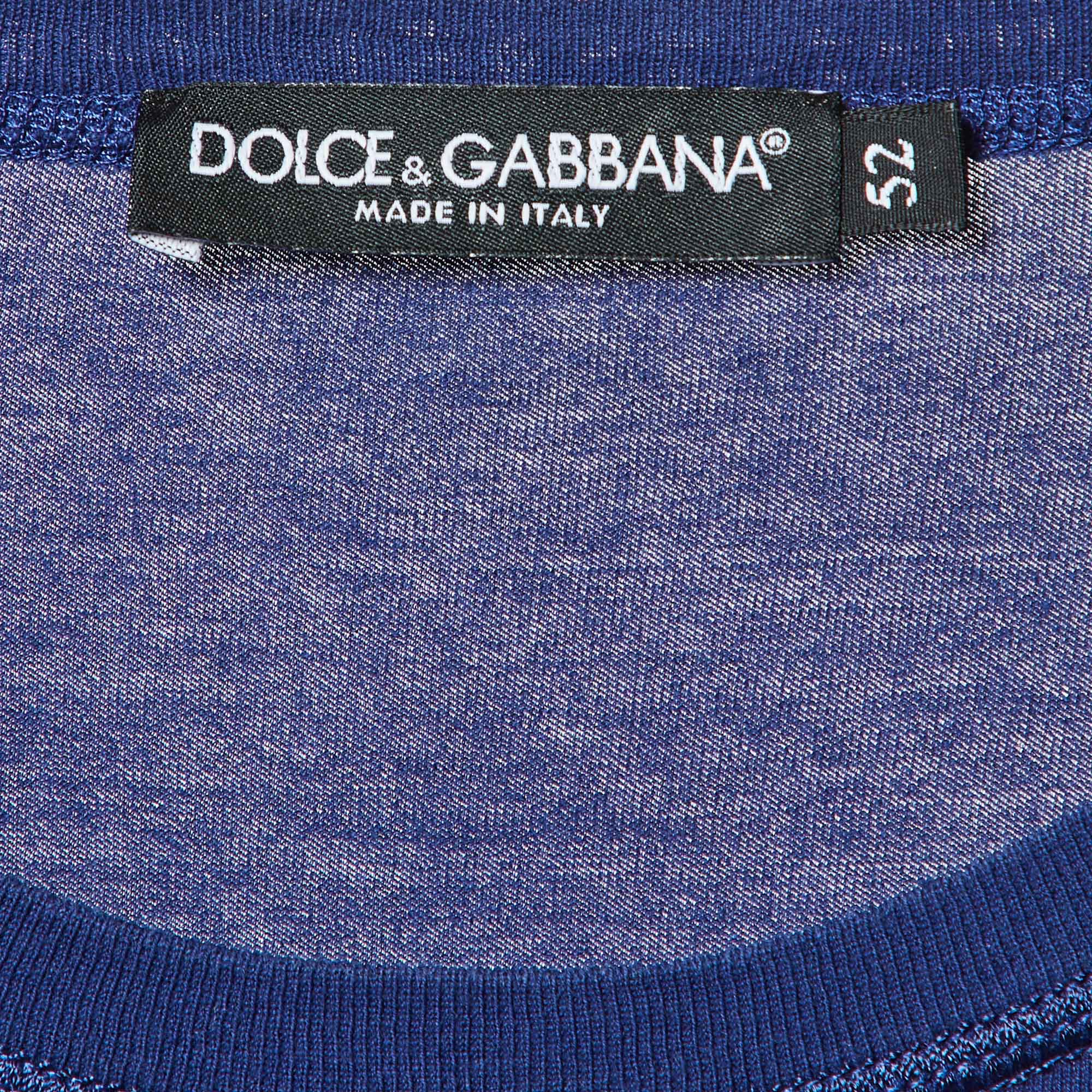 Dolce & Gabbana Navy Blue Logo Print T-Shirt XL 