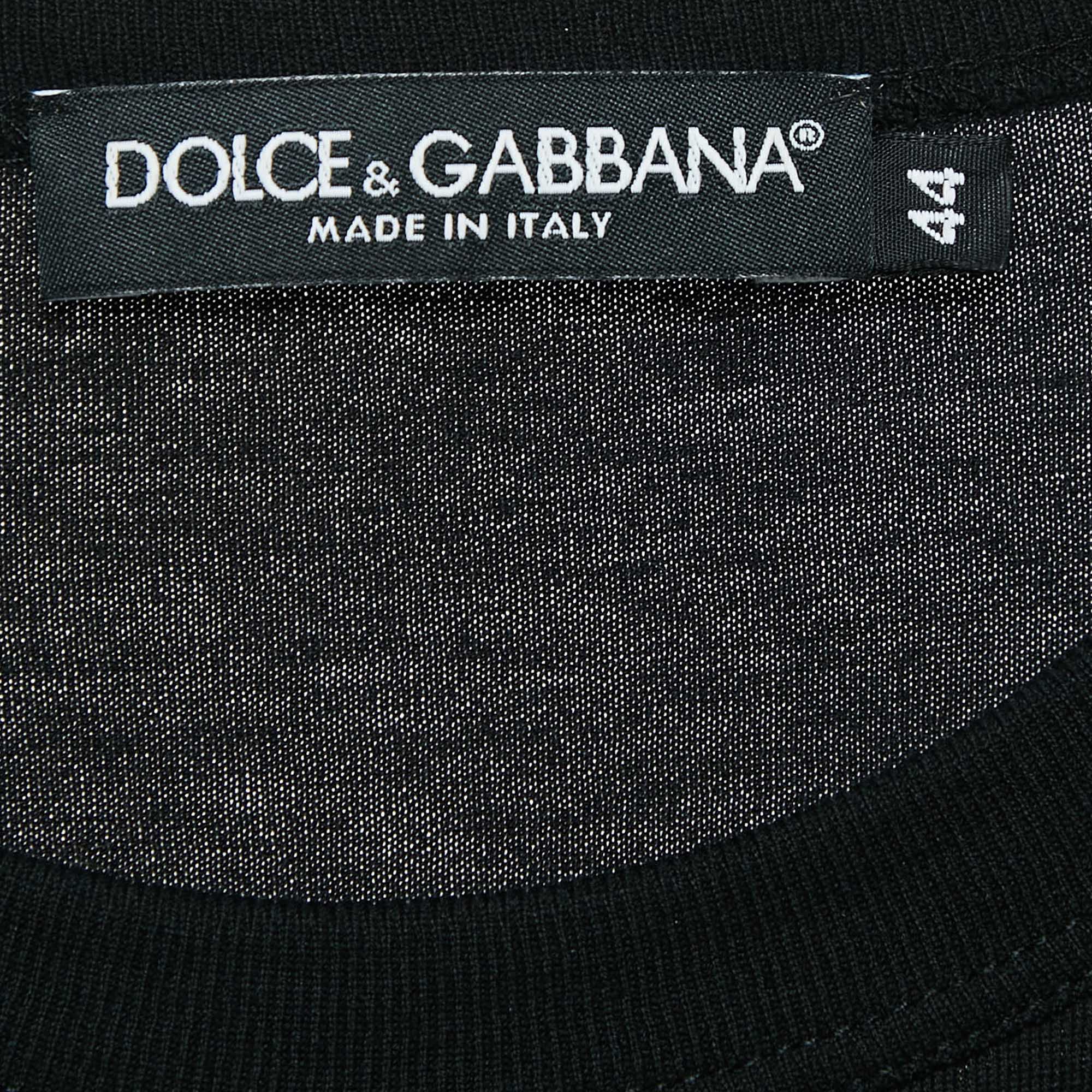 Dolce & Gabbana Black Jersey Crew Neck T-Shirt XS 