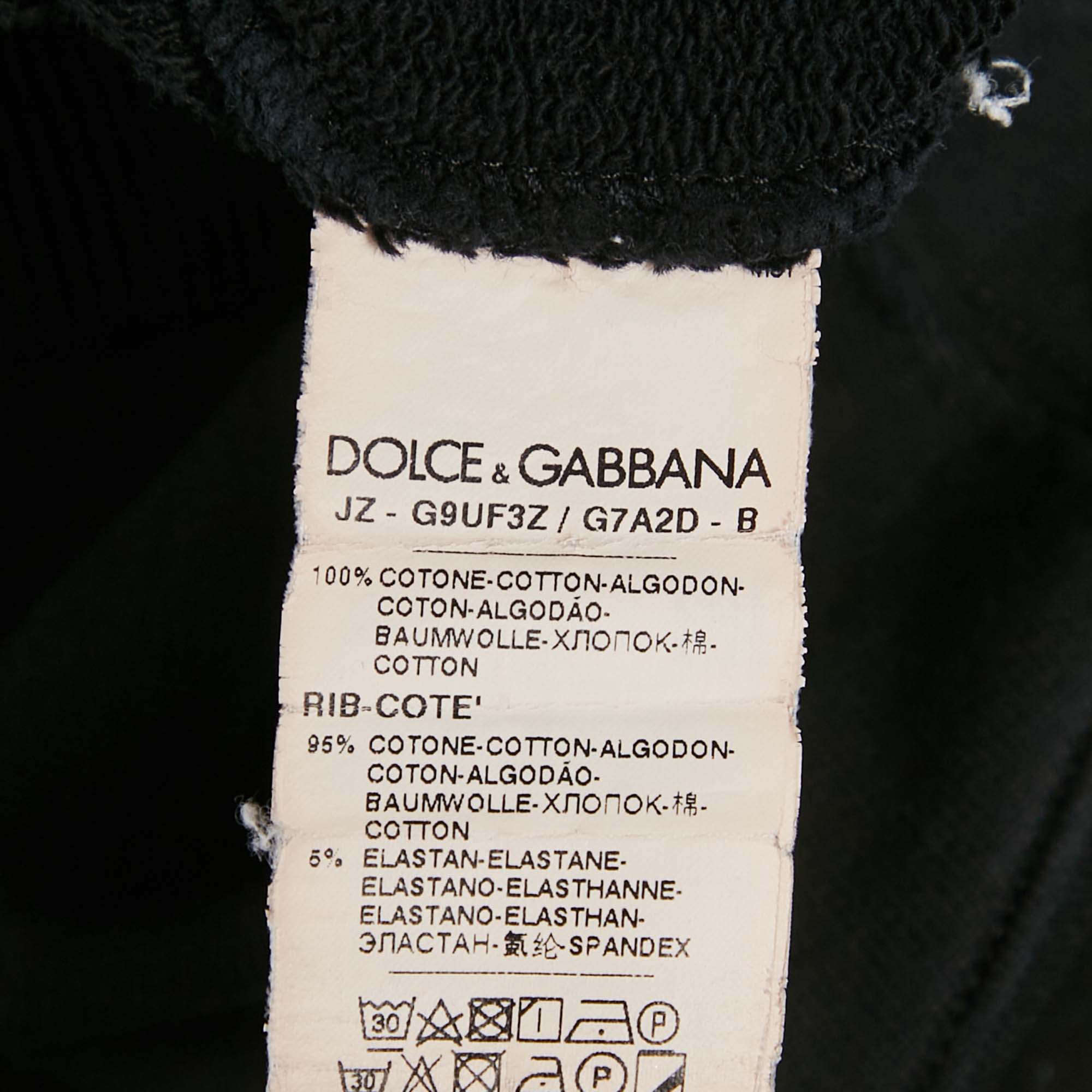 Dolce & Gabbana Black Cotton Knit Crew Neck Sweatshirt S 